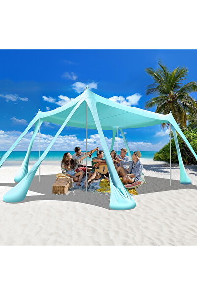 HAEGS Plaj Gölgelik Tente Deniz Çadırı Sahil Plaj Gölgeliği Deniz Aile Kampı 300x300cm Turkuaz