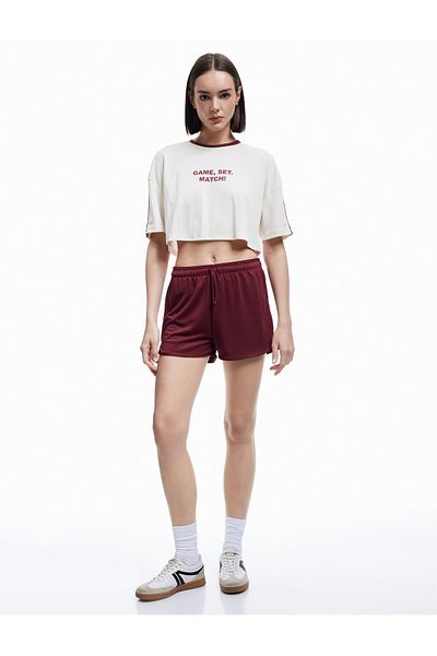 Koton Mini pantaloni scurți sport cu șireturi, cu talie înaltă