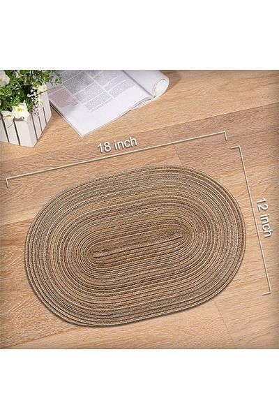 COOYA Set of 6 Oval Braided Placemats for Dining Tables Natural Woven Heat Resistant Place Mats