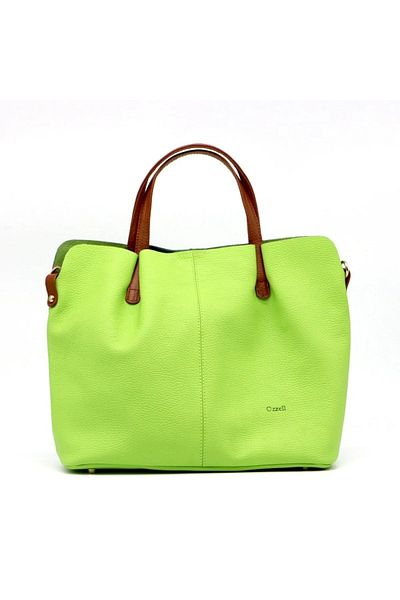 ToteBag Geantă tote Milano din piele naturală moale, verde fistic