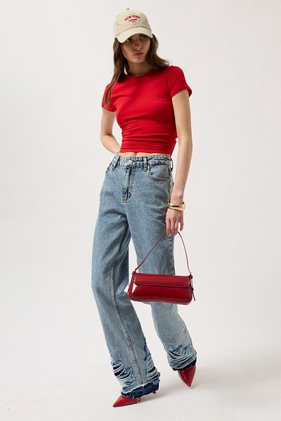 Black Fashion Ripped Blue Jeans