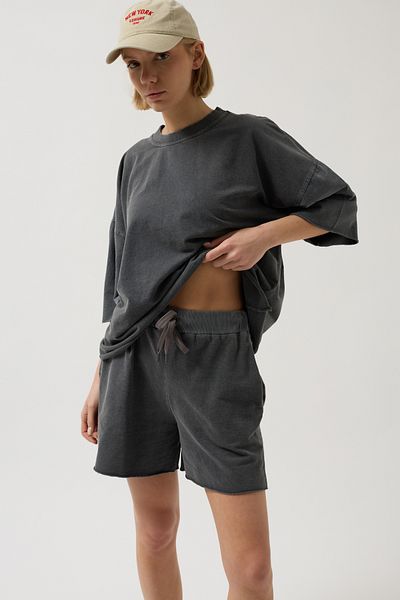 Black Fashion Laser Cut Lace Detail Anthracite Shorts