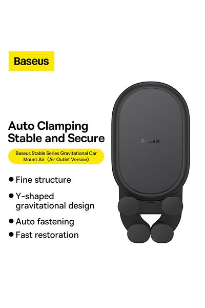 Baseus Stable Gravitational Car Mount Air Vent Phone Holder Bracket (Air Outlet Version) - Black