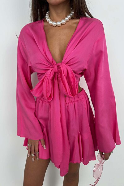 Black Fashion Fusta Kiloş Fuchsia - Talie elastică