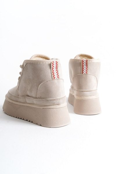 EMOYRA Adel Women's Thick Soled Beige Winter Shearling Boots