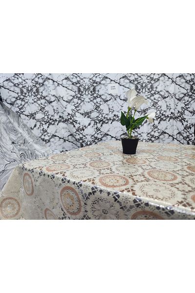 Seron Luxurious Round Pattern Transparent Pvc Tablecloth with Lace Look Stylish Design