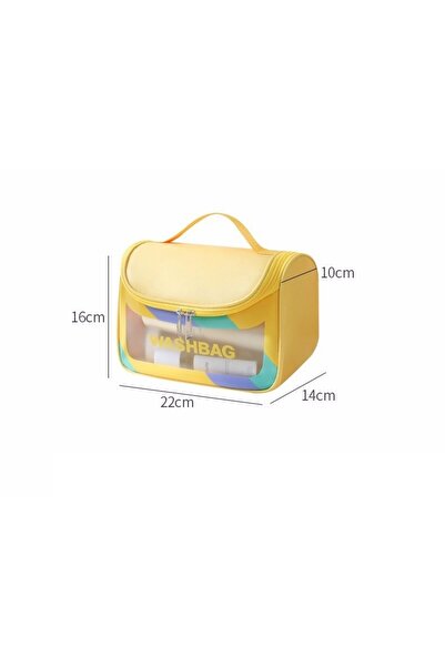 Flippy Travel Cosmetic Bag, Waterproof, Matte Translucent, 22 x 16 x 14 cm, Yellow