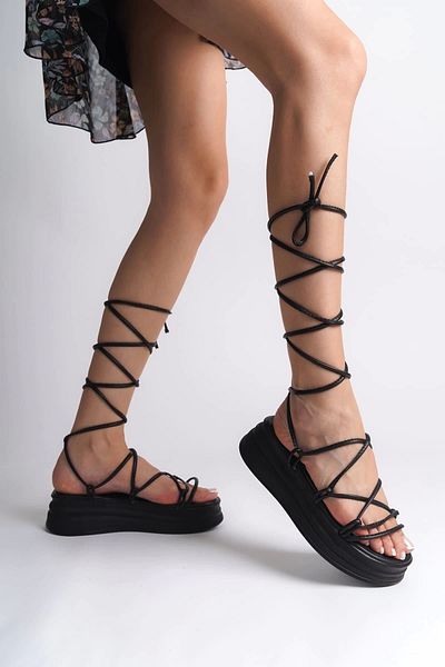 TB Terzi Bey Samantha Ankle Strap Orthopedic Sole Women's Slippers St - Black