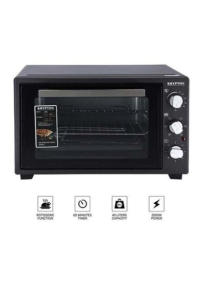 KRYPTON Electric Oven with Rotisserie, Crumb Tray, 6-in-1 Functions, Timer, Ideal for Roasting & Baking