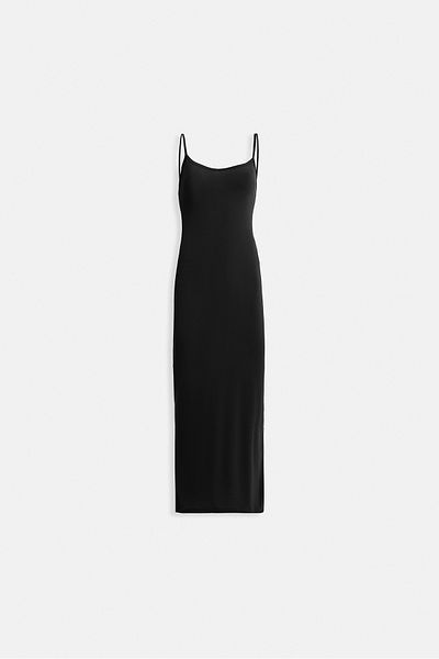 Black Fashion Thin Strap Maxi Black Dress