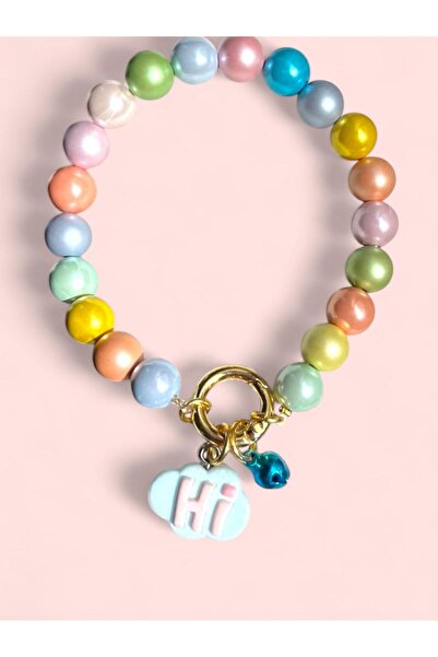 BEAD COLLAR Hi Yazılı Charmlı Renkli Boncuklu Kedi Köpek Tasma Kolye