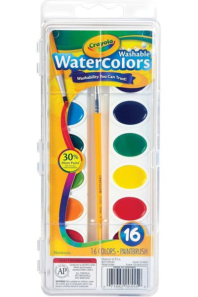 Crayola Washable Watercolor Pans with Plastic Handled Brush 16pc
