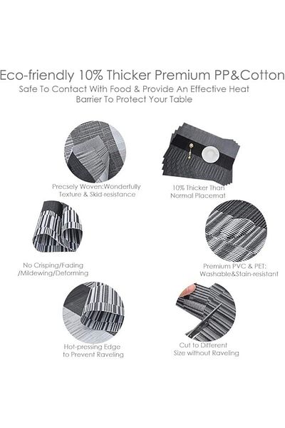 COOYA Placemats Set of 4, Heat Resistant Woven Vinyl, Washable PVC, Non-Slip Premium Plastic, Easy Clean