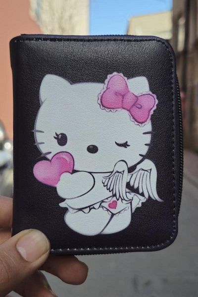 Köstebek Black Hello Angel Kitty Short Wallet