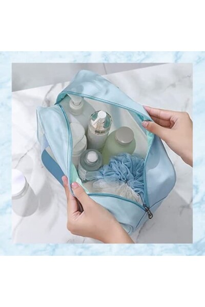 Flippy Geantă cosmetică de călătorie, impermeabilă, mată translucidă, 26 x 15 x 10 cm, albastră