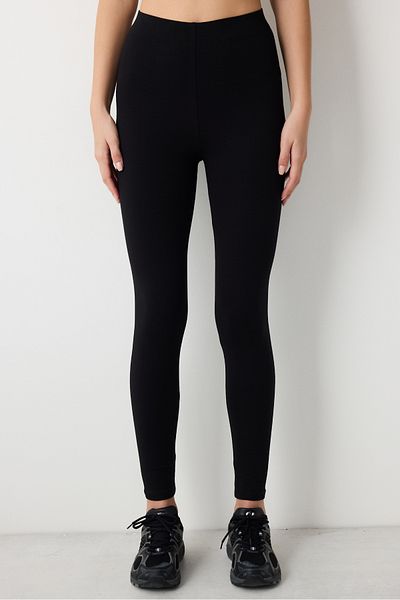 Penti Schwarze, saubere, knöchellange Basic-Leggings mit hoher Taille