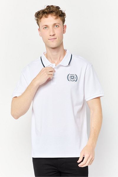 PAUL FRANK Men Regular Fit Graphic Print Short Sleeves Polo Shirt, White