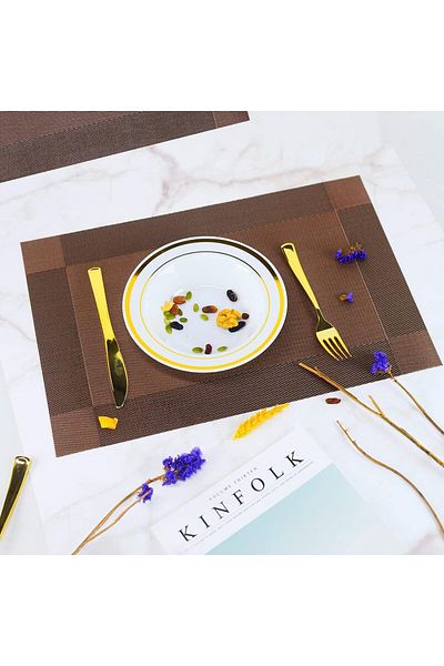 COOYA Placemats Set of 6, Heat Resistant Non-Slip, Washable Durable PVC Vinyl Woven Table Mats