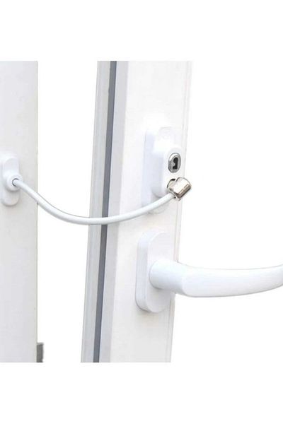 Viyalente White Steel Rope Cable PVC Window Safety Child Security Lock 1 Piece