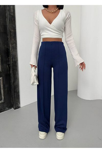 SEVENLINE Pantaloni Palazzo cu dungi Lycra cu talie înaltă de damă