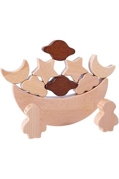 Goorder set de jucarii pentru copii, 11 piese, lemn masiv, natural/maro