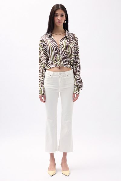 Black Fashion Cămașă crop cu model verde