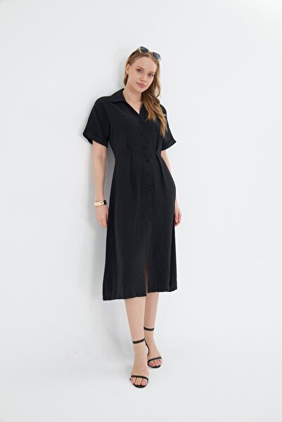 TIFFANY&TOMATO Kısa Kollu Düğmeli Modal Elbise