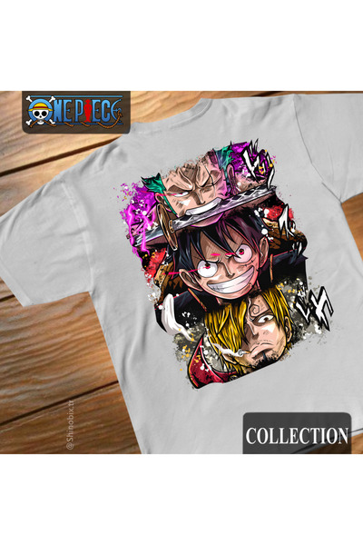 SHINOBIX One Piece Anime the Monster Zoro Luffy Sanji Printed Oversize T-Shirt
