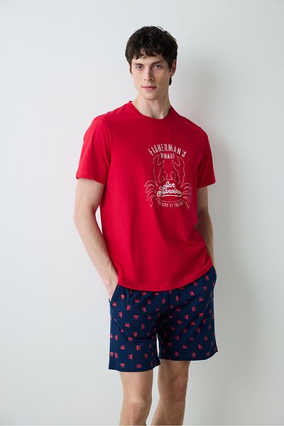 Penti Red Anchor Mehrfarbiges Pyjama-Set mit Shorts