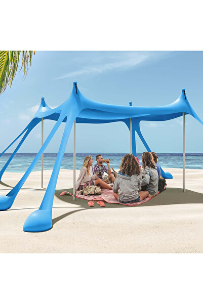 HAEGS Plaj Gölgelik Tente Deniz Çadırı, Sahil Plaj Gölgeliği Kanopy Plaj Çadırı 250x250cm Açık Mavi