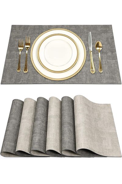 COOYA Leather Placemats Set of 6,Reversible Table Mats Heat Resistant Waterproof,for Kitchen Parties