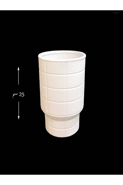 Living White Ceramic Vase with Modern Design, Height 25cm