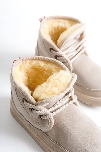 EMOYRA Denise Women's Thick Soled Beige Winter Shearling Boots