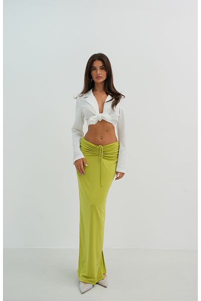 Black Fashion Fusta Maxi Verde - Detaliat Gather