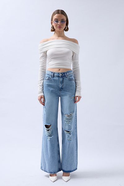 Black Fashion Off-Shoulder Strapless White Blouse