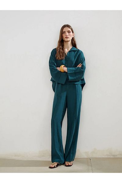 LC Waikiki Lcw Vision Green Women's Elastic Waist Pants