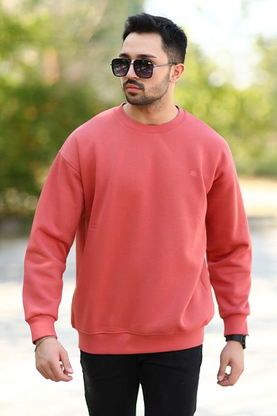 JB John Borners Men's Oversize Sweatshirt Brick Crew Neck Jb Embroidered 3 Thread Raised Cotton Blend - 5405
