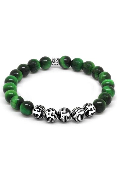 PİGADO İsme Kişiye Özel 925 Ayar Gümüş Kaplangözü Doğaltaş Bileklik