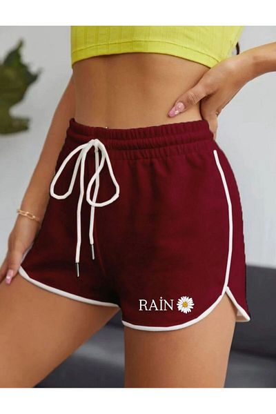 woonkey Women's Rai̇n Printed 3-Pack Black White Brown Mini Shorts with Tie Detail