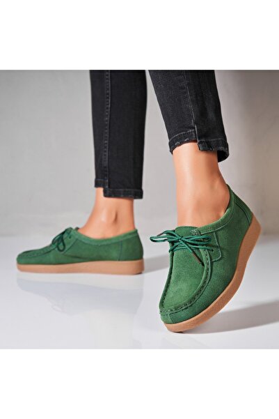 Joana Γυναικεία Μοκασίνια από Φυσικό Σουέτ, Πράσινο Harla2