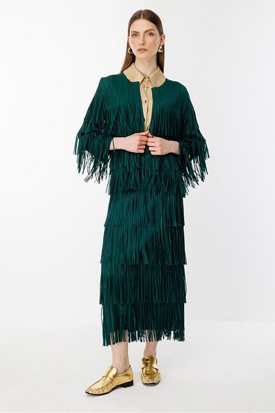 Ghisa Tassel Detailed Suit Green
