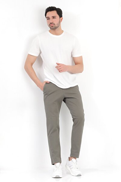 JB John Borners بنطلون تشينو قطني كاكي للرجال قصة ضيقة قماش قابل للتمدد - 4200