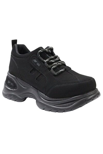M.P. Comfort Sole High Sole Lace up Walking Shoes Black Sports Shoes