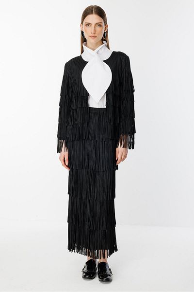 Ghisa Tassel Detailed Suit Black