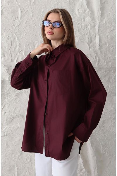 Laluvia Cămașă oversize roșu Claret - 5310