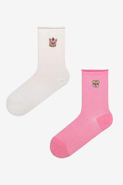 Penti Безшевни чорапи Puppy от 2 части Candy Pink White Toe