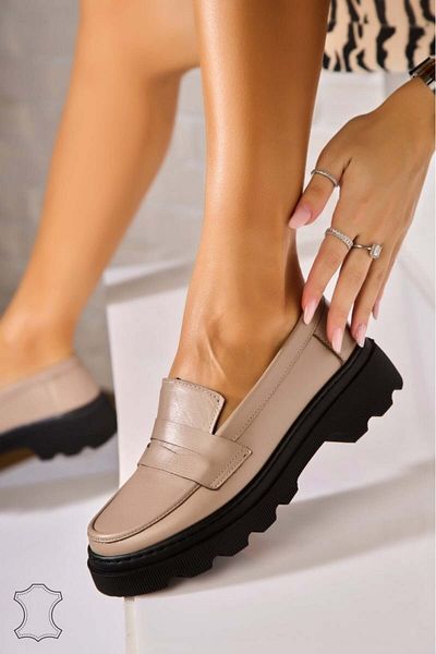 Joana Women's Loafers Natural Leather Beige Jaylei