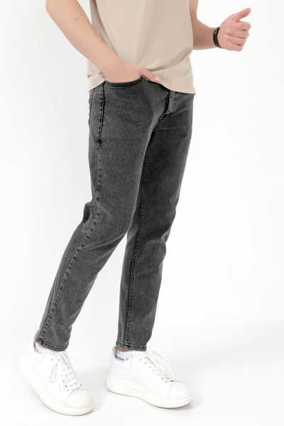 JB John Borners Чоловічі джинси-скінні, димчастого кольору, з лимкою на кнопках, з еластаном - 5602