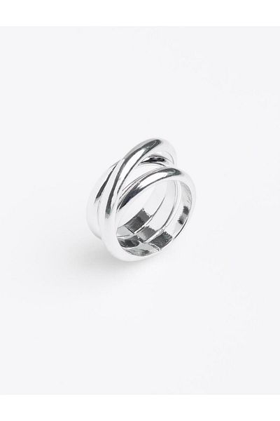 Jimmy Key Silver Color Glossy Spiral Ring