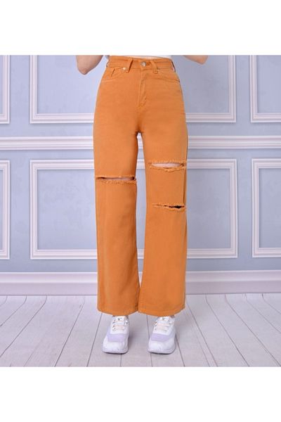 KOTOLOG Dizi Ripped Wide Leg Pattern Loose Wide Leg Baggy
